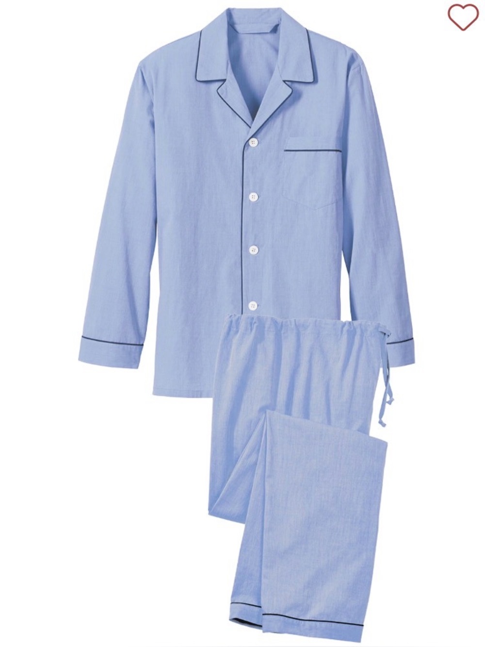 The Vermont Country Store Men's True Blue Cotton Pajama Set LARGE